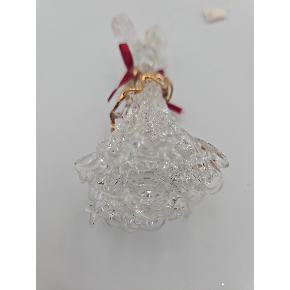 Vintage‎ Blown Glass Spun Christmas Tree Ornament Rare Gold Floral Bow Dove - Picture 4 of 4
